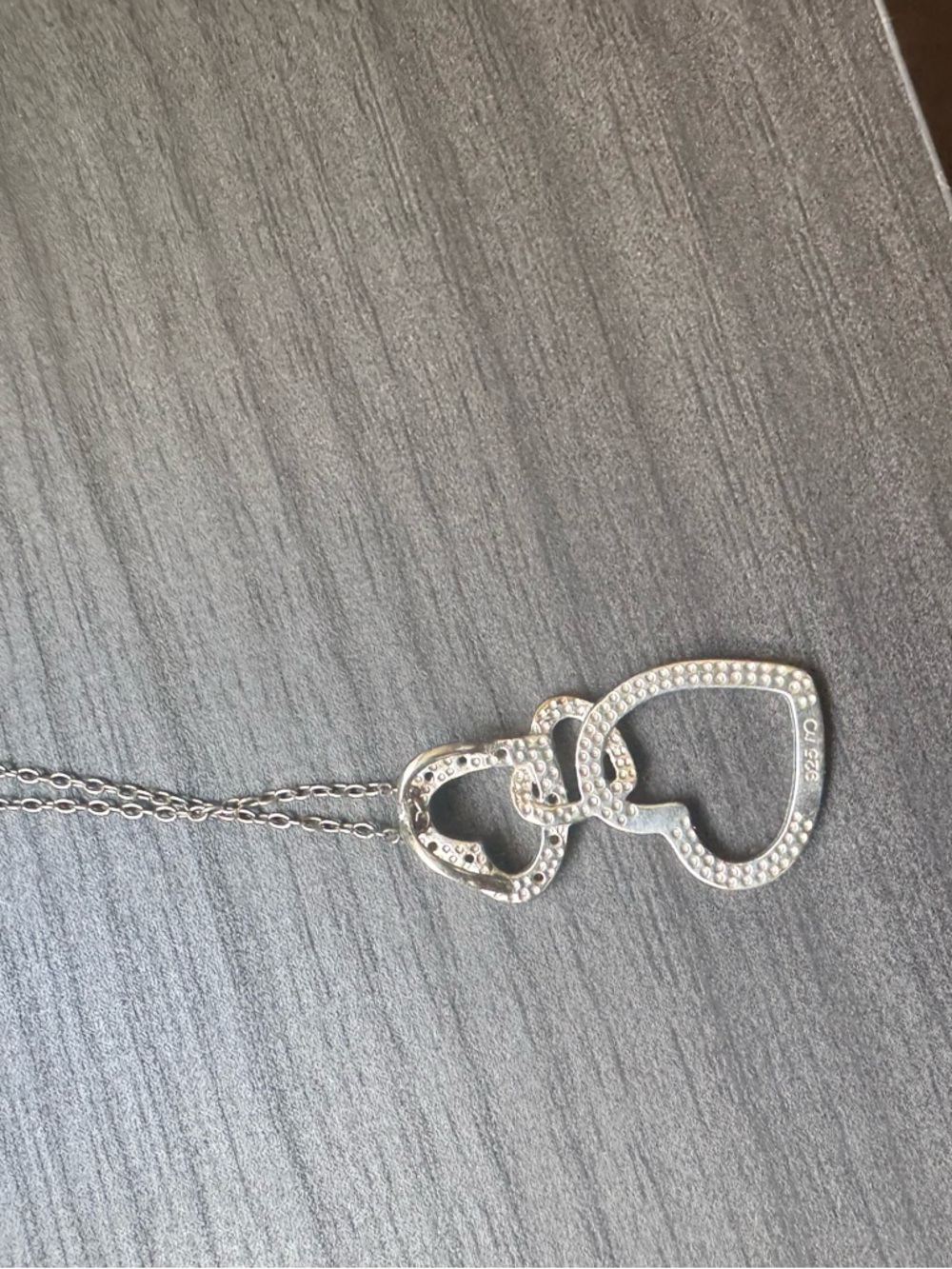 Silver Interlocking Heart Pendant Necklace - Silver